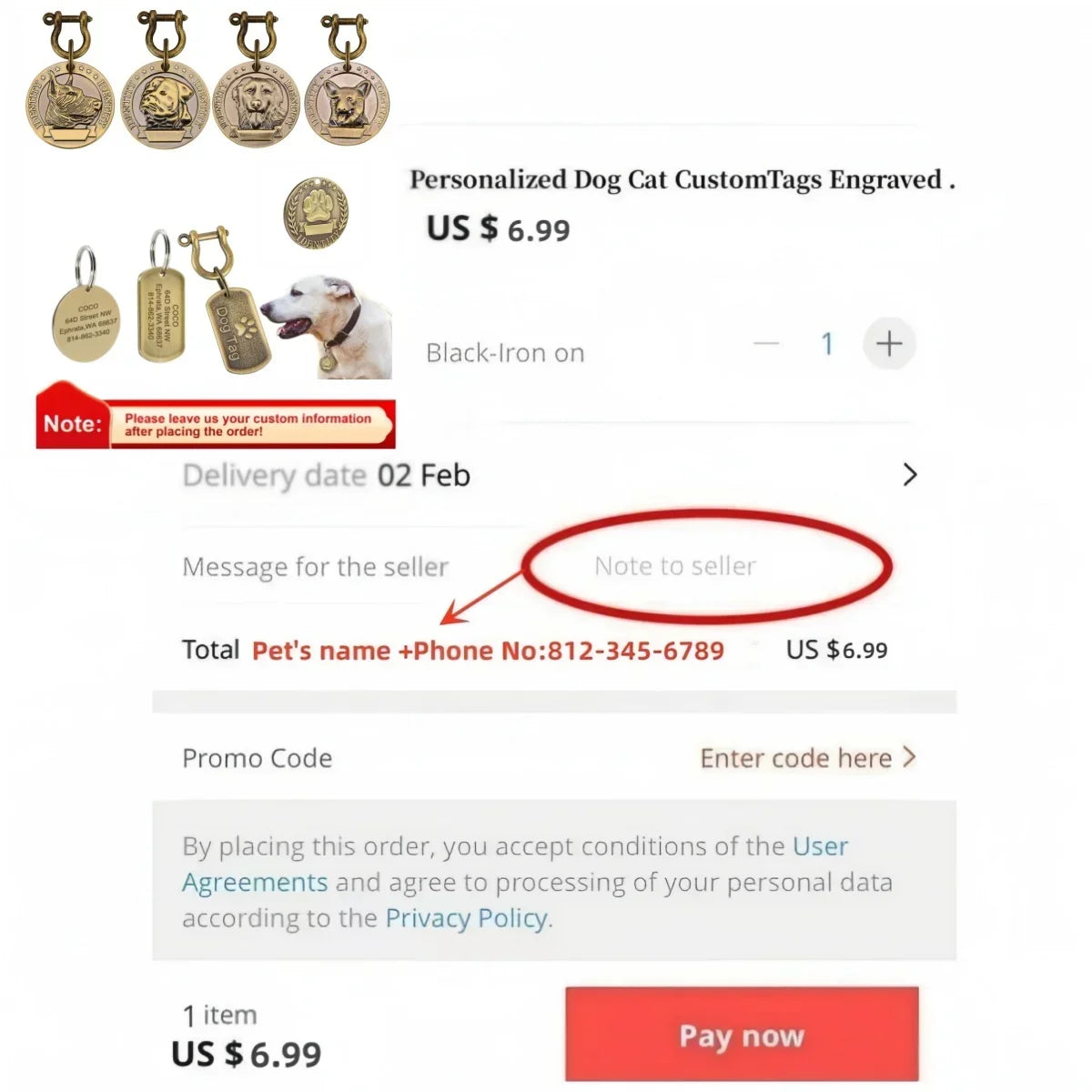 VIP Pets ID Tag Customizable Engraved  for Dog Cat Bronze Nameplate Tags Personalized  Address Number Dogs Collar ID Pendant