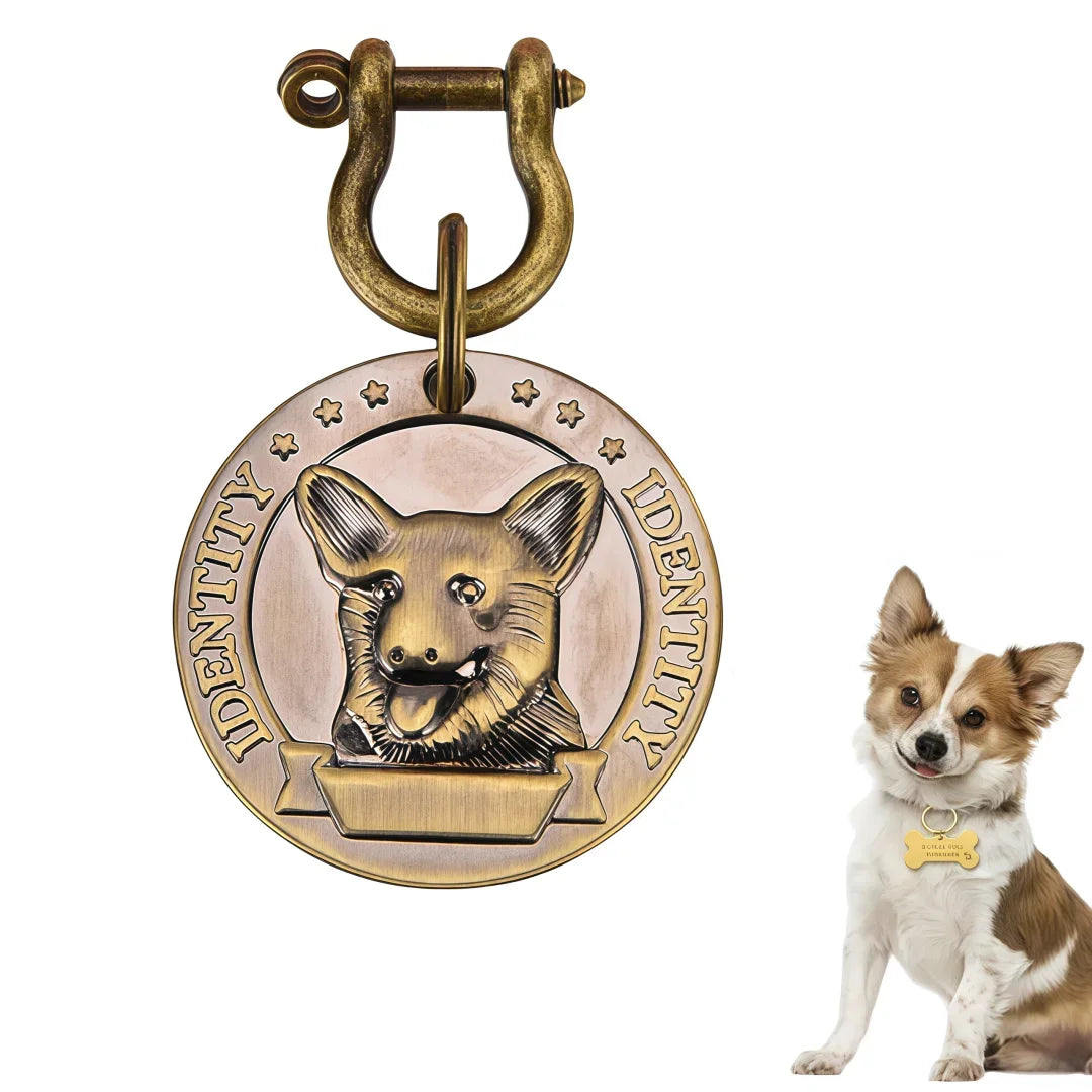 VIP Pets ID Tag Customizable Engraved  for Dog Cat Bronze Nameplate Tags Personalized  Address Number Dogs Collar ID Pendant