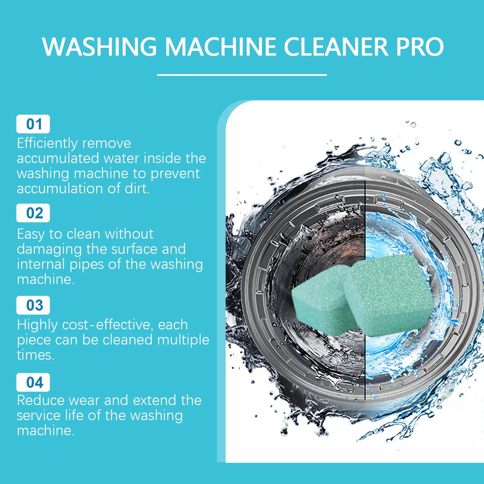 Washing Machine Cleaner for Pet Owners Eliminating Pet Odors Remove Pet Hair Cleaning Washing Machine Slots Cleaning Agent 12PCS