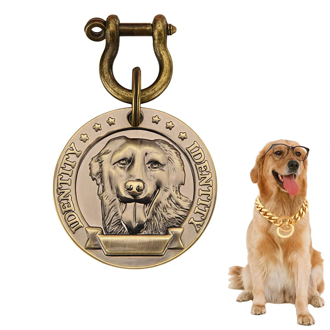 VIP Pets ID Tag Customizable Engraved  for Dog Cat Bronze Nameplate Tags Personalized  Address Number Dogs Collar ID Pendant